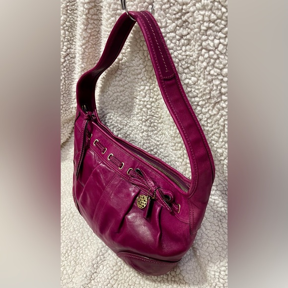 Coach Pleated Hamilton Hobo Leather Bag In Magenta Pink Shoulder Bag Vintage - Picture 4 of 10